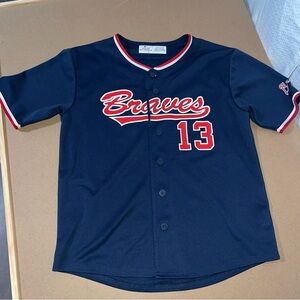 Youth Large Navy Braves Baseball Jersey Acuna Jr Genuine Merchandise